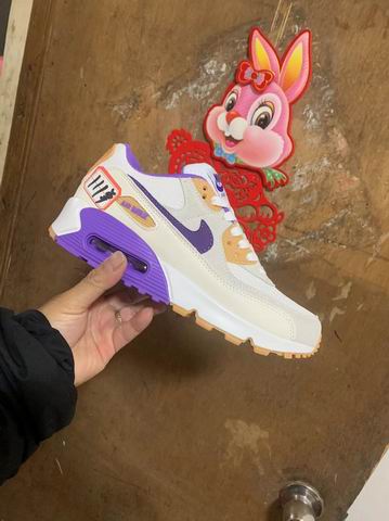 Cheap Nike Air Max 90 Men's Women's Shoes White Purple Gum-113 - Click Image to Close